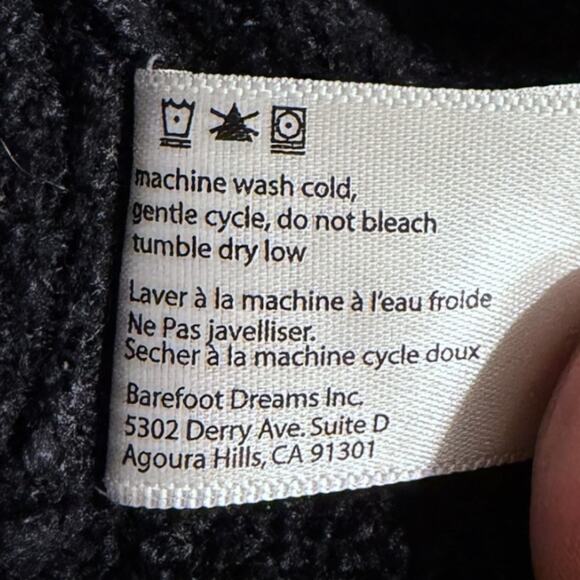 Barefoot Dreams CozyChic Lite Circle Cardi Women’s XS/S Black Cozy Warm Pockets - Picture 6 of 6